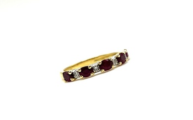 No Reserve Price - Ring - 18 kt. White gold, Yellow gold - 0.50 tw. Ruby - Diamond