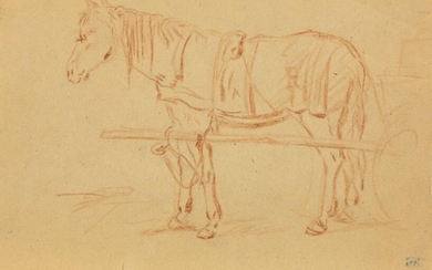 Northern European School, mid-late 18th century- Study of a horse and cart; red chalk on paper, with collector's stamp (probably Lugt 3087) (lower right), 15 x 22 cm., (unframed). Provenance: [Probably] AndrÃƒÂ© Dupont-Weinen (Lugt 3087).; Mircea...