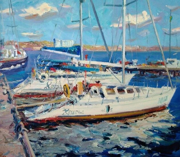 Oil painting Yacht Club Alexander Nikolaevich Cherednichenko