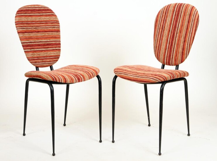PAIR ITALIAN IRON UPHOLSTERED SIDE CHAIRS C.1950