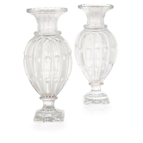 PAIR OF BACCARAT CUT-GLASS VASES LATE 19TH/ EARLY 20TH CENTU...