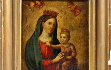 Painting, "Our Lady with the Child" - Oil on board - First half 18th century