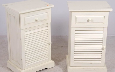 Pair Pier 1 white painted side tables