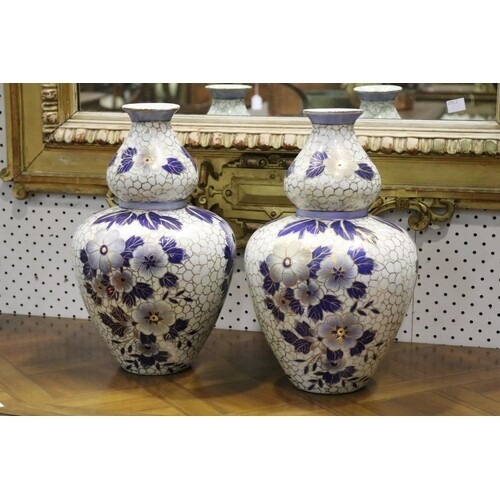 Pair of Chinese double gourd porcelain vases, each approx 35...