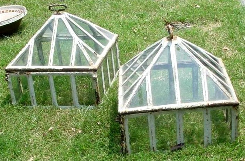 Pair of British Victorian Glass and Iron Garden Lantern Cloches c1880. FR3SH