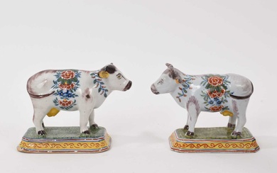 Pair of Dutch Delft models of cows