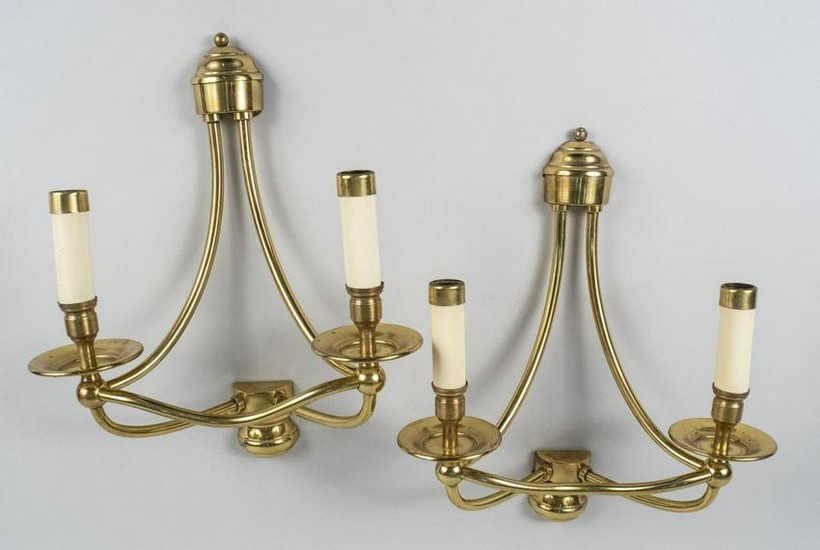 Pair of French Gilded Brass Sconces