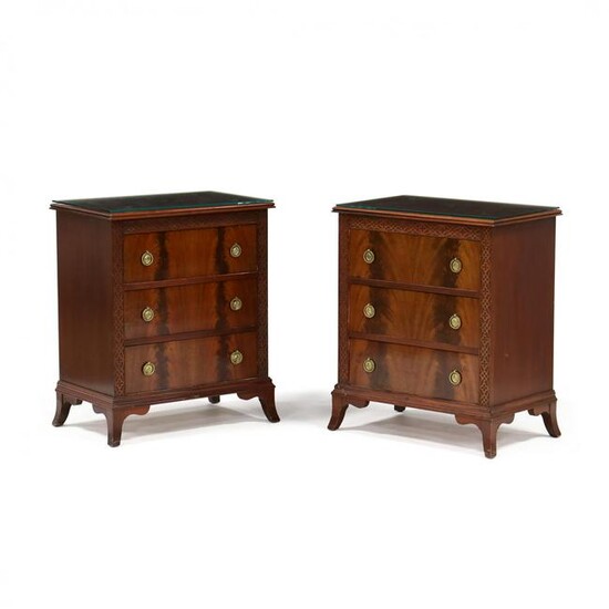 Pair of Mahogany Chinese Chippendale Style Bedside