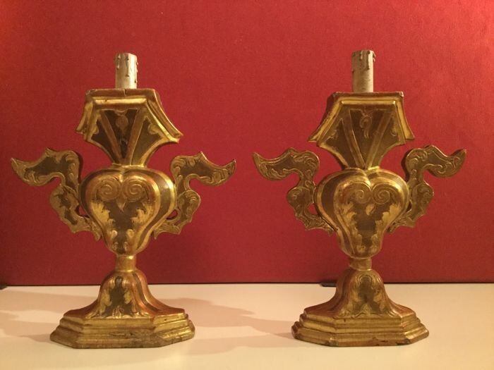Pair of palms (2) - Gilt, Lacquer, Wood - Second half 19th century