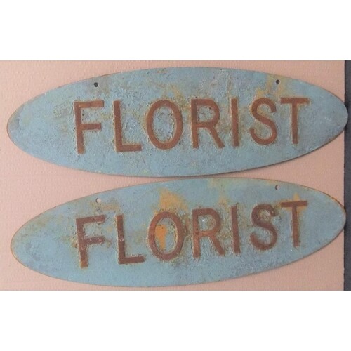 Pair of vintage oval metal FLORIST signs Both signs are 75 ...