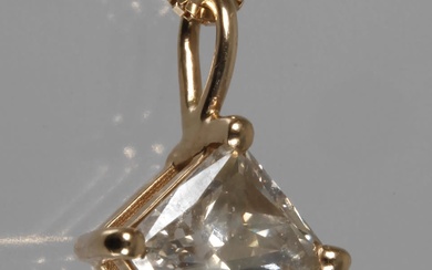 Pendant with diamond of 1.08 ct on chain