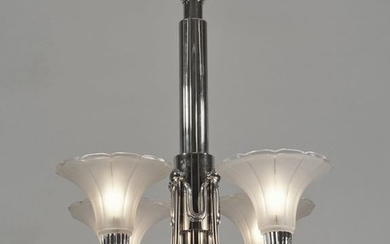 Petitot- French 1930 art deco chandelier Deckenlampe