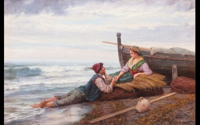 Pietro Gabrini (1856-1926) - Innamorati in riva al mare