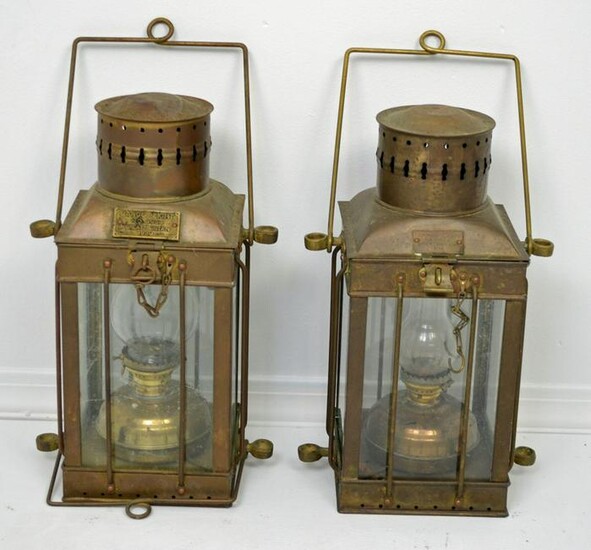 Pr Of 1930s Cargo Lights Lanterns
