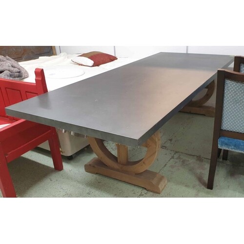 REFECTORY TABLE, French Provincial style, with zinc top on c...