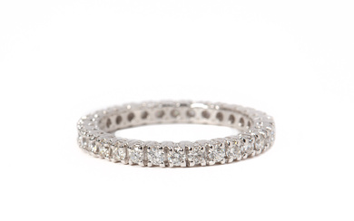 RING, 18K white gold with brilliant cut diamonds, total 0.88 ct.