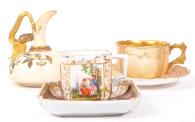 ROYAL WORCESTER - LATE 19TH CENTURY GILT CUP & SAUCER