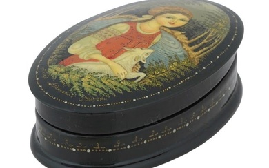 RUSSIAN TRADITIONAL LACQUERED PALEKH TRINKET BOX