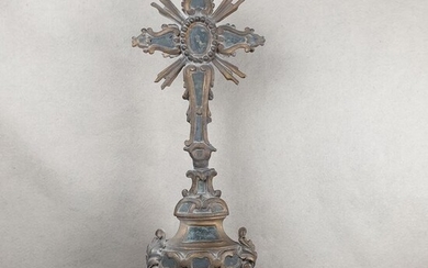 Rare Crucifix in gilded wood with lead mirrors - Wood - 1700 - 1800
