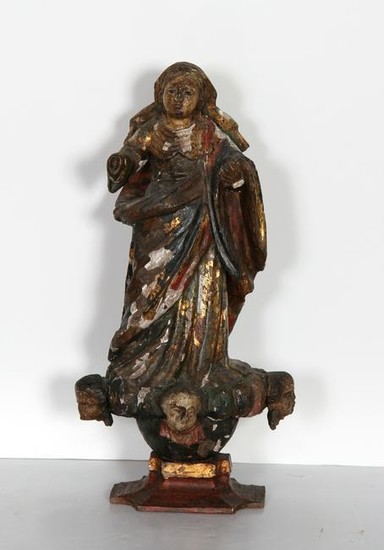 Religious Figure I, Hand-Carved and Painted Wood