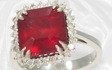 Ring: goldsmith's ring with large ruby of approx. 7ct
