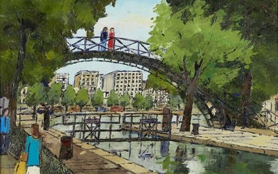 Roland HAMON (1909-1987) Canal Saint-Martin, Paris
