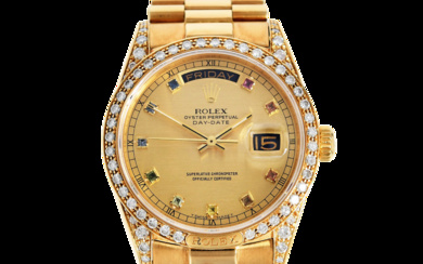 Rolex, Ref. 18138, Rainbow Indexes “Oyster Perpetual” “Day-Date” “Superlative Chronometer Officially Certified”, (c.) 1987