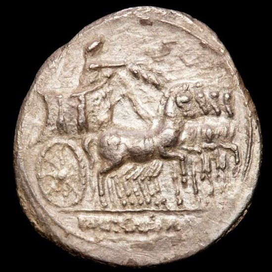 Roman Empire. Augustus (27 BC-AD 14). AR Denarius,Italian mint. - Octavian driving triumphal quadriga. IMP CAESAR