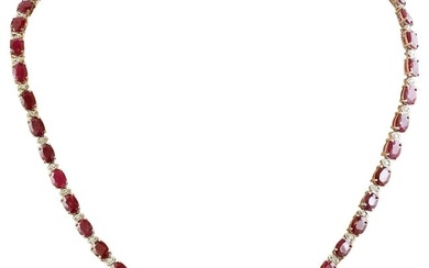 Ruby Diamond Necklace 14K White Gold