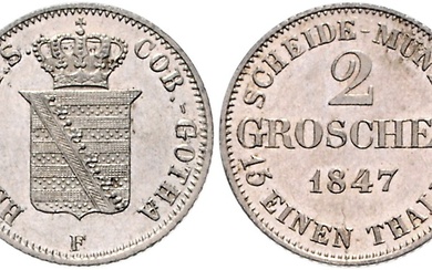 SACHSEN-COBURG-GOTHA, Ernst II., 1844-1893, 2 Groschen 1847 F