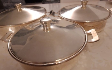 SOLA - Set of pans (3) - Art Nouveau - Silverplate, 100