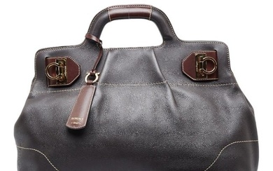 Salvatore Ferragamo Gancini Handbag AB-21 C537 Brown Leather Ladies