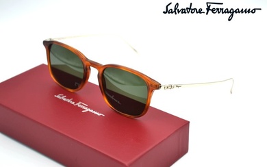 Salvatore Ferragamo - SF2846S 212 - Exclusive Acetate & Metal Design - Green Lenses - *New* & Unusual - Sunglasses