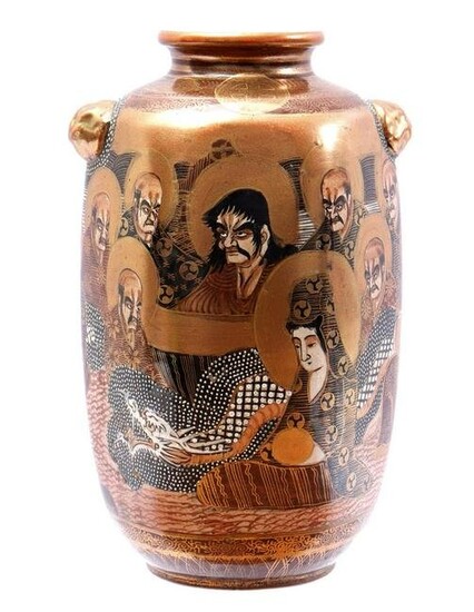 Satsuma vase with rich decor of the immortals, Japan