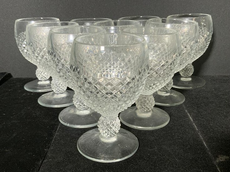 Set 10 Vintage Cut Glass Goblets
