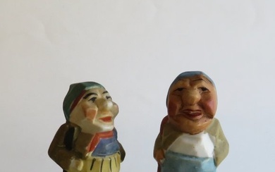 Set, Two Mniature Dollhouse Porcelain Gnomes, Occupied Japan, 1940s