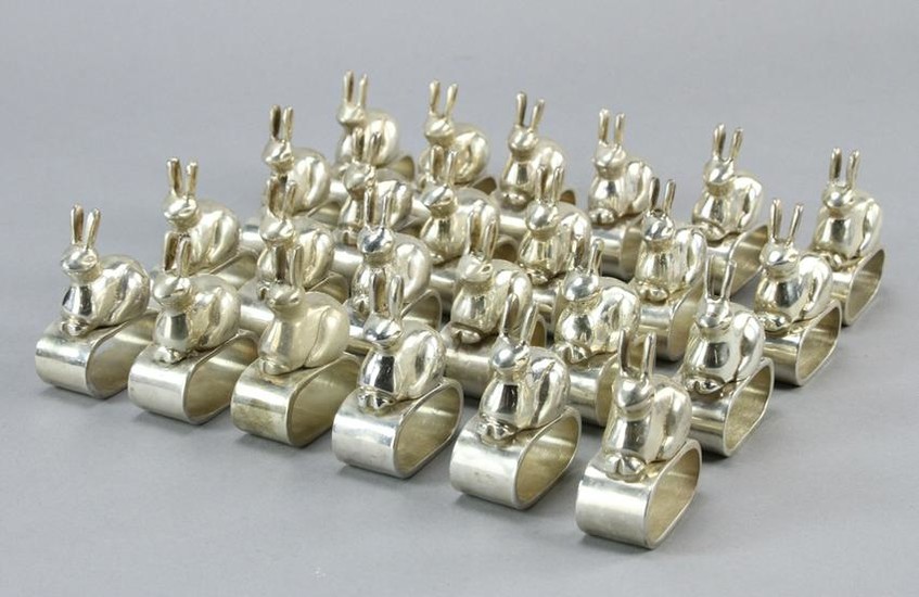 Set of (24) Silverplate Rabbit Form Napkin Rings