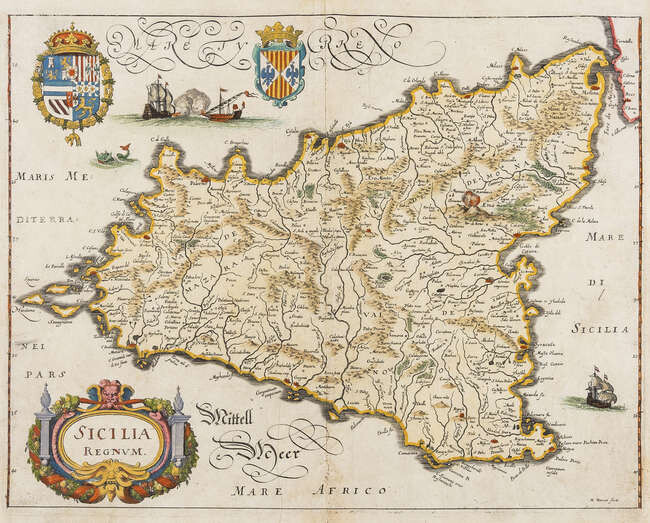 Sicily.- Merian (Matthaeus) Sicilia Regnum, [c. 1640].