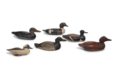 Six Painted Wood Duck Decoys