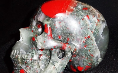 Skull Carved and Polished in Stone of Dragon blood - 128×82×95 mm - 1305 g