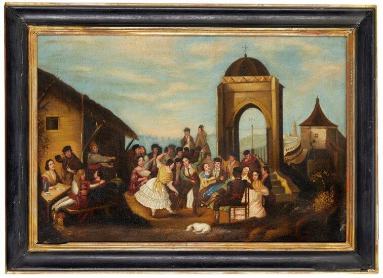 Spanish School, mid-19th century- Wedding celebrations; oils...