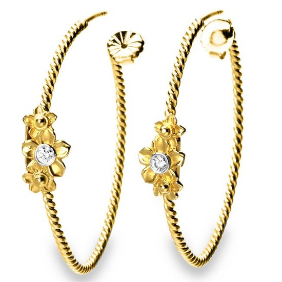 Stambolian Yellow Gold Floral Hoop Earrings