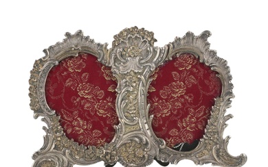 Stefani Bologna. Double silver photo frame in Baroque style. Italy...