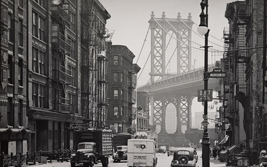TODD WEBB (1905-2000) Manhattan Bridge from Madison and Pike Streets, Lower East Side,...