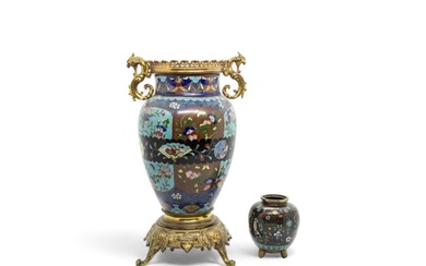 TWO JAPANESE CLOISONNE VASES MEIJI PERIOD (1868-1912) one wi...