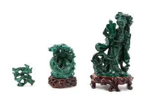 Three Chinese Malachite Figures