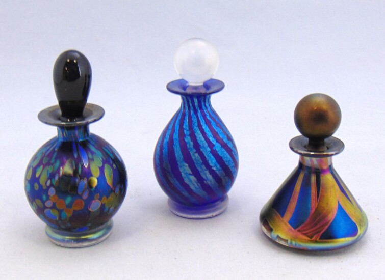 Three contemporary art glass perfumes