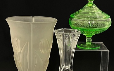 Three piece grouping of glass