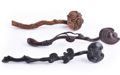 Three wooden ruyi sceptres