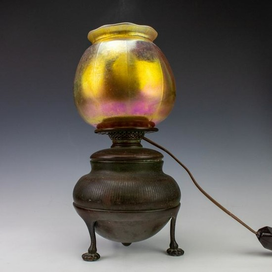 Tiffany Studios Favrille Glass Shade Bronze Lamp
